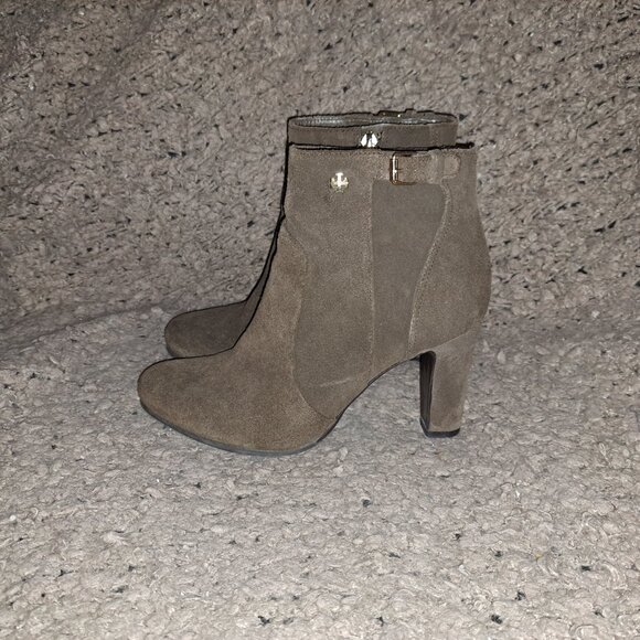 TORY BURCH-Milan-Medium Brown Suede-Heeled Ankle Boots-Sze 7.5-Excellent - Picture 2 of 8
